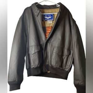 Vtg Airborne Leather AIR FORCE Military USA A2 Flight Aviator Bomber Jacket